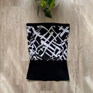 Vintage y2k Black Geometric Print Tube Top